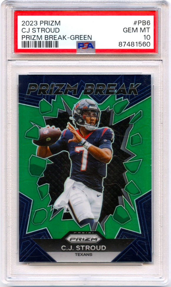 Cj Stroud RC 2023 Panini Prizm Green Prizm Break Rookie PSA 10
