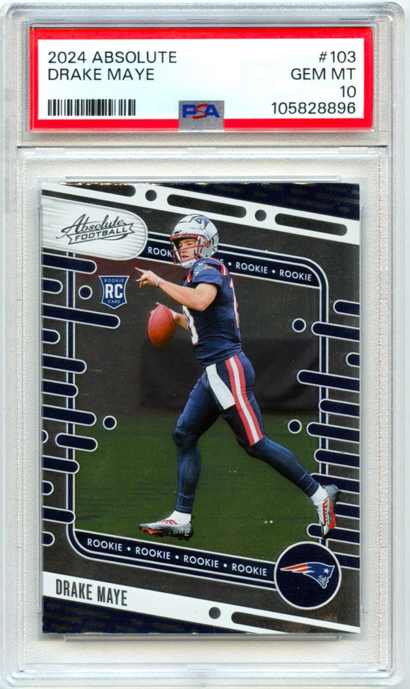 Drake Maye RC 2024 Panini Absolute Rookie #103 PSA 10