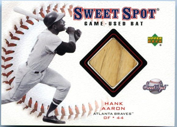 Hank Aaron 2001 Upper Deck Sweet Spot Game Used Bat Piece
