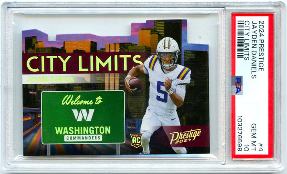 Jayden Daniels RC 2024 Panini Prestige City Limits Rookie #4 PSA 10