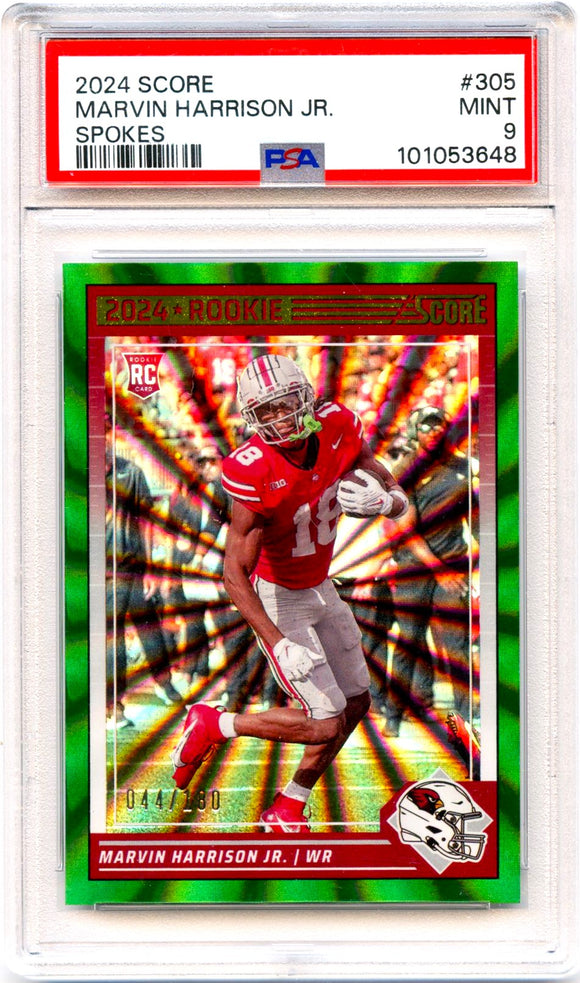 Marvin Harrison Jr RC 2024 Panini Score Spokes Rookie SP 44/180 PSA 9