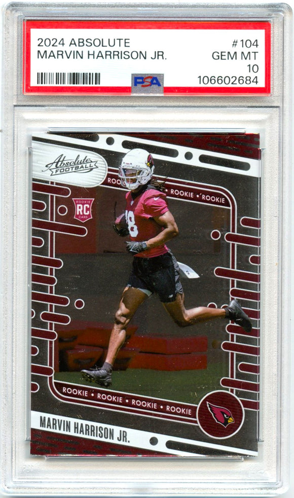 Marvin Harrison Jr RC 2024 Panini Absolute Rookie #104 PSA 10