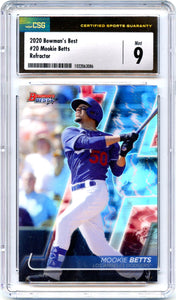 Mookie Betts 2020 Bowman's Best Refractor #20 CSG 9 Mint