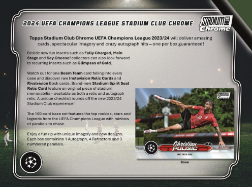 2023-24 Topps Stadium Club Chrome UEFA Club Competition Soccer Hobby Box **PRESALE