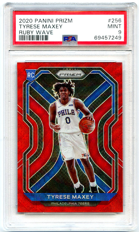 Tyrese Maxey RC 2020-21 Panini Prizm Red Wave Rookie #256 PSA 9 Mint