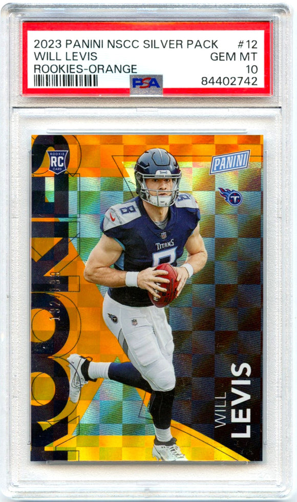 Will Levis 2023 Panini National Silver Pack Orange Rookie SP 192/199 PSA 10