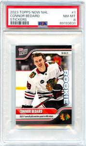 Connor Bedard RC 2023-24 Topps Now NHL Rookie Sticker #1 PSA 8