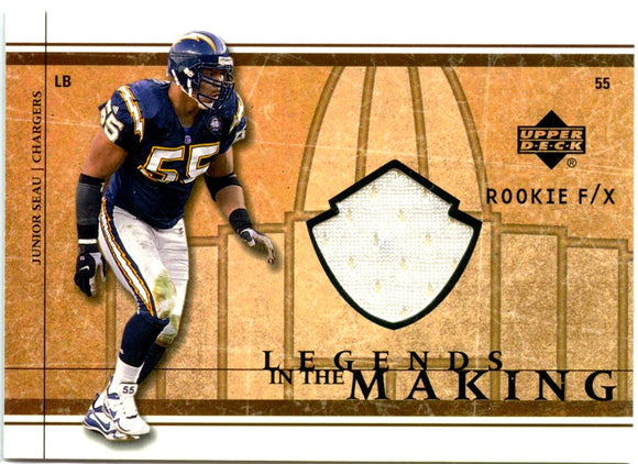 Junior Seau 2002 Upper Deck Rookie F/X Legends In The Making Game Used Patch