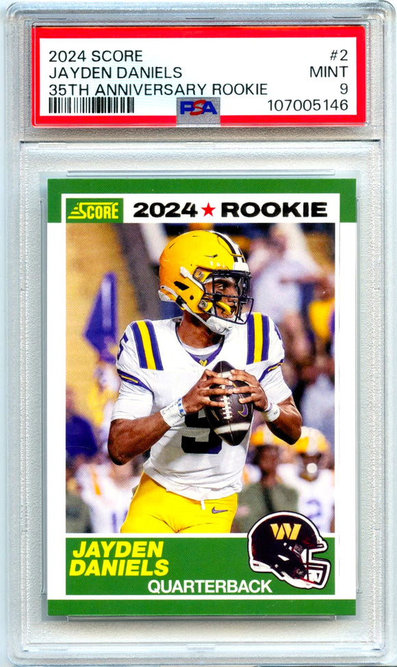 Jayden Daniels RC 2024 Panini Score 35th Anniversary Rookie #2 PSA 9