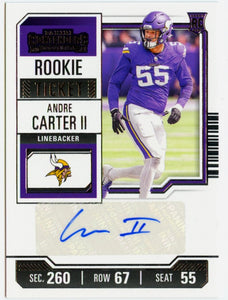 Andre Carter II RC 2023 Panini Contenders Rookie Ticket Auto #170