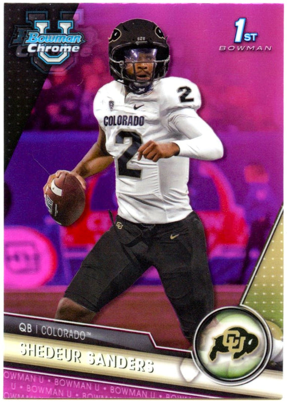 Shedeur Sanders RC 2023 Bowman University Chrome Pink Rookie #16