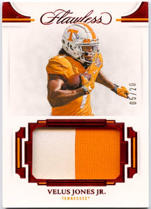 Velus Jones Jr RC 2022 Flawless Collegiate Ruby Red Rookie Patch SP 5/20