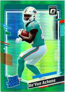 De'von Achane RC 2023 Donruss Optic Green Hyper Rated Rookie #269