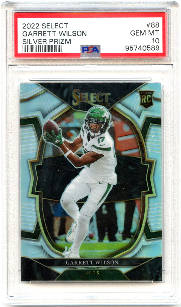 Garrett Wilson RC 2022 Panini Select Concourse Silver Prizm Rookie #88 PSA 10