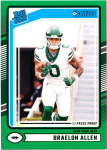 Braelon Allen RC 2024 Donruss Green Press Proof Rated Rookie #306