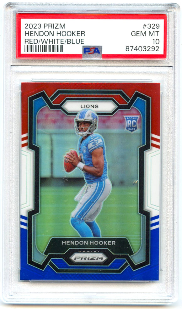 Hendon Hooker RC 2023 Panini Prizm Red White Blue Rookie #329 PSA 10