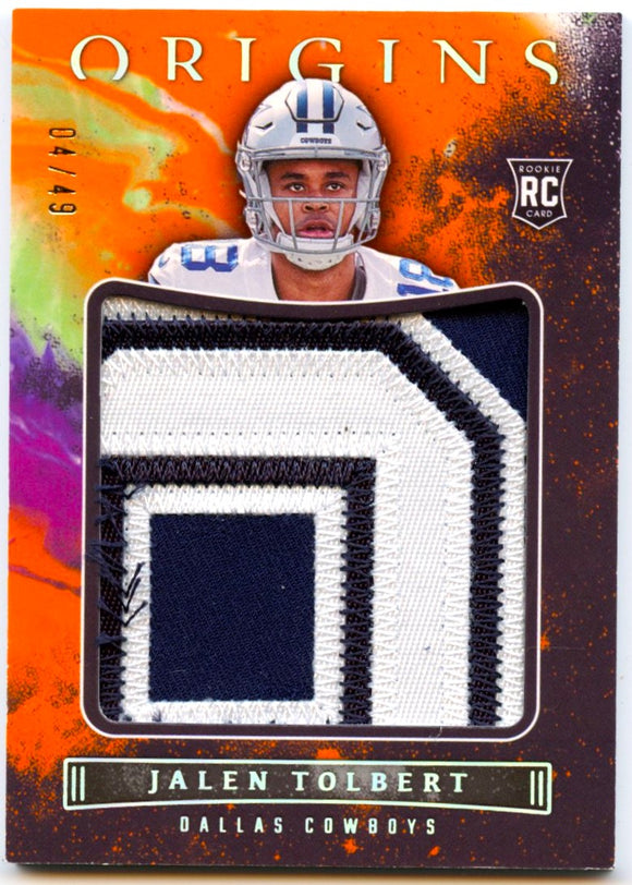 Jalen Tolbert RC 2022 Panini Origins Orange Rookie Jumbo Patch SP 4/49