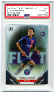 Ethan Mbappe RC 2023-24 Topps Chrome Champions League Refractor Rookie #91 PSA 10