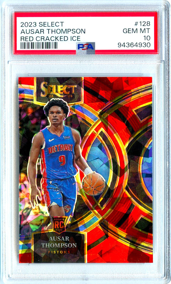 Ausar Thompson RC 2023-24 Panini Select Premier Level Red Ice Rookie #128 PSA 10