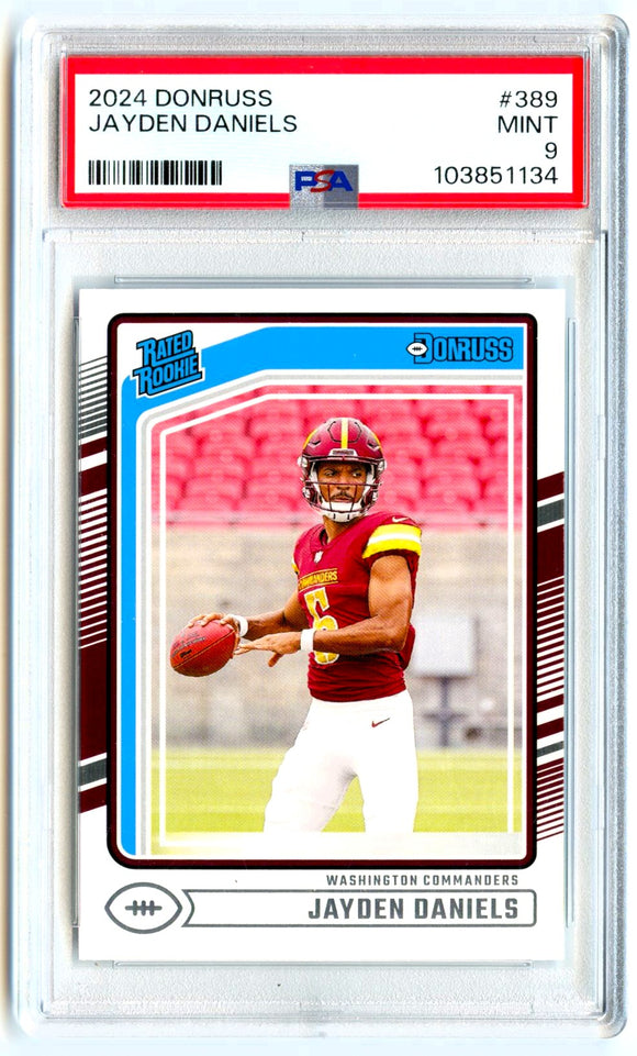 Jayden Daniels RC 2024 Donruss Rated Rookie #389 PSA 9