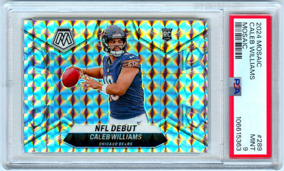 Caleb Williams RC 2024 Panini Mosaic Silver Mosaic NFL Debut Rookie #289 PSA 9