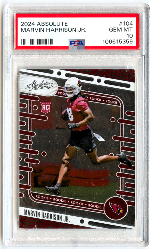 Marvin Harrison Jr RC 2024 Panini Absolute Rookie #104 PSA 10