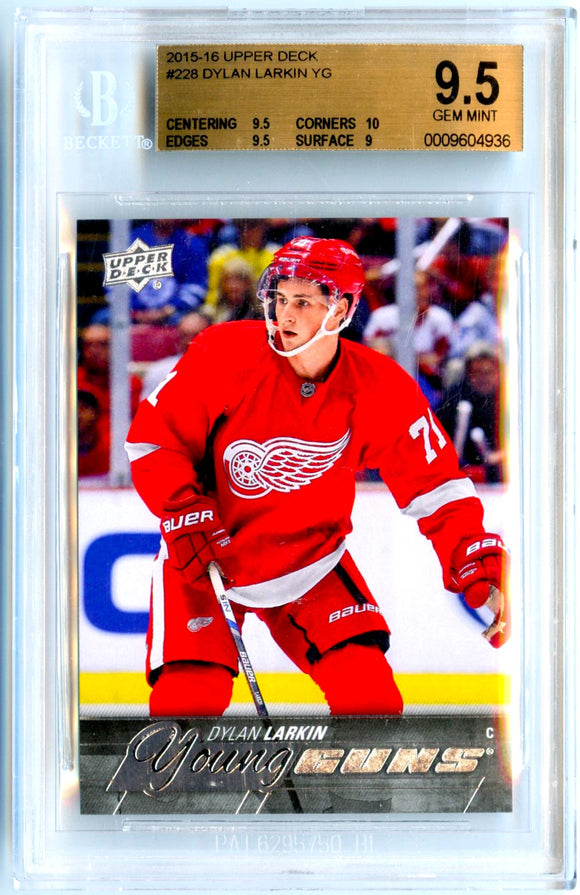 Dylan Larkin RC 2015-16 Upper Deck Young Guns Rookie #228 BGS 9.5