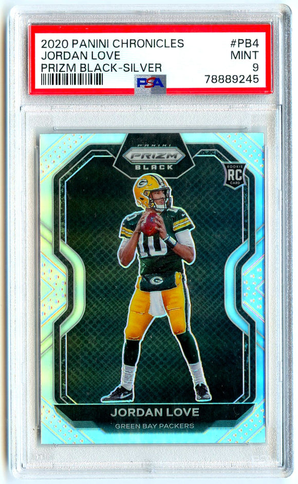 Jordan Love RC 2020 Panini Prizm Black Silver Rookie PSA 9