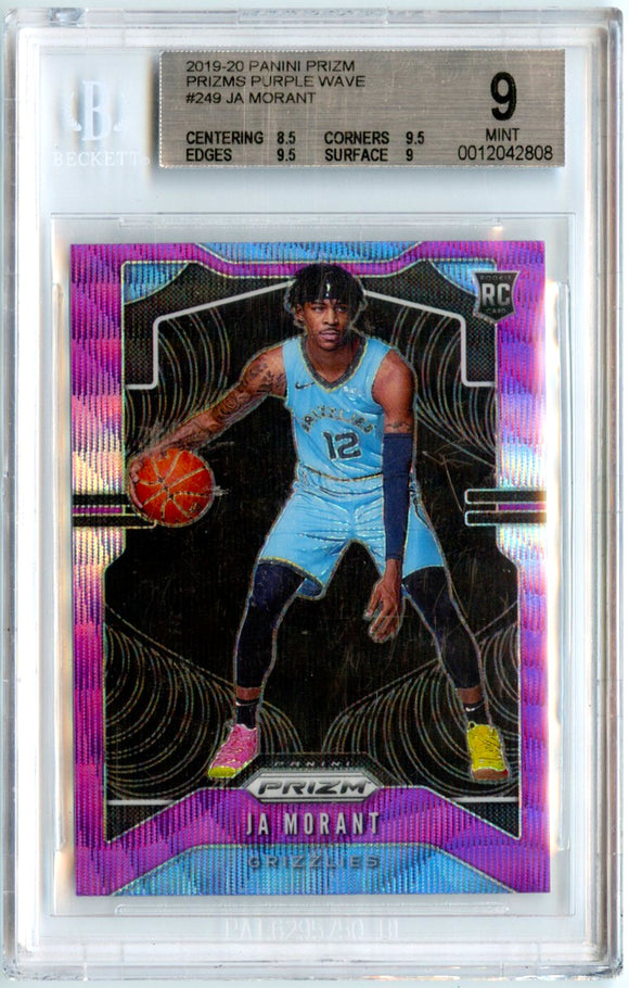 Ja Morant RC 2019-20 Prizm Purple Wave Rookie #249 BGS 9