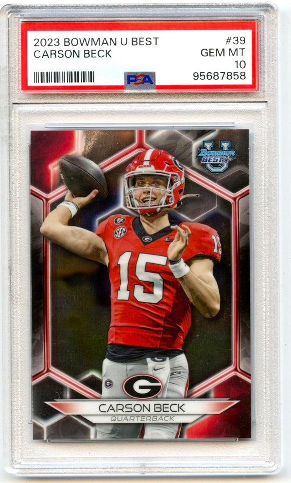 Carson Beck RC 2023 Bowman University Best Rookie #39 PSA 10