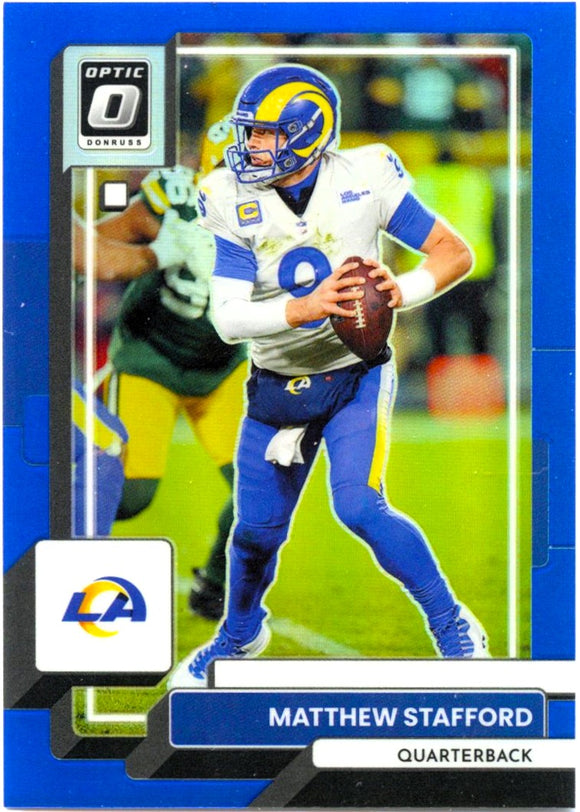 Matthew Stafford 2022 Donruss Optic Blue Prizm SP 174/179