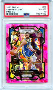 Stephen Curry 2023-24 Panini Prizm Pink Cracked Ice #119 PSA 10