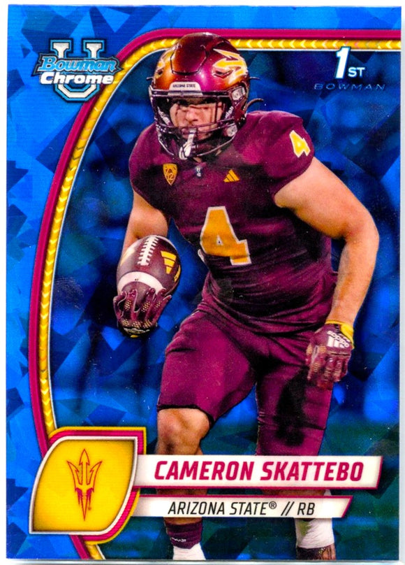 Cameron Skattebo RC 2024 Bowman University Sapphire Rookie #37