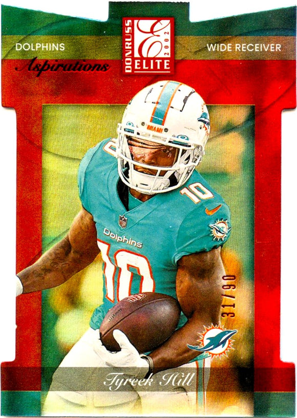 Tyreek Hill 2022 Donruss Elite '02 Throwback Red Die Cut SP 31/90