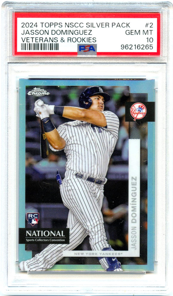 Jasson Dominguez RC 2024 Topps Chrome National Rookie #2 PSA 10