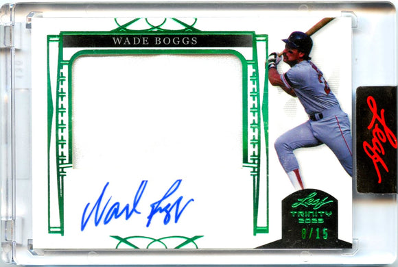 Wade Boggs 2023 Leaf Trinity Green Jersey Patch Auto SP 8/15