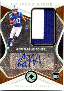 Adonai Mitchell RC 2024 Panini Gold Standard Opulence Nouveau Riche Rookie Patch Auto SP 33/89