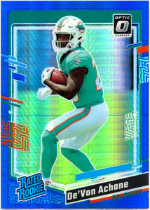 De'von Achane RC 2023 Donruss Optic Blue Hyper Rated Rookie #269