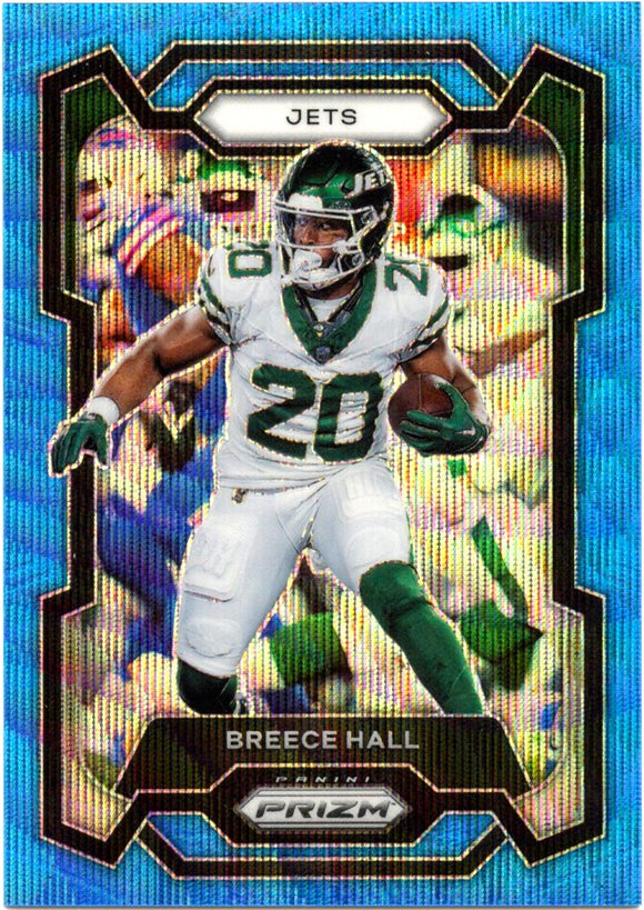 Breece Hall 2023 Panini Prizm Blue Wave SP 18/199