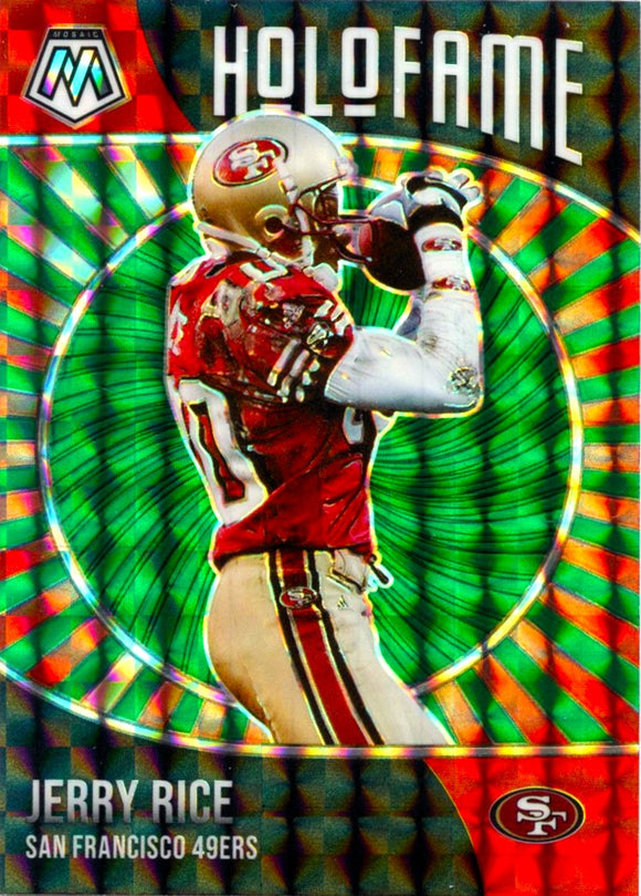 Jerry Rice 2021 Panini Mosaic Green Prizm Holofame #14