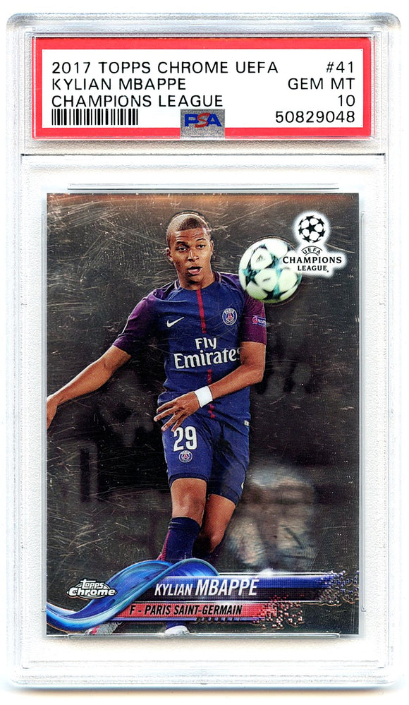 Kylian Mbappe RC 2017-18 Topps Chrome Champions League Rookie #41 PSA 10