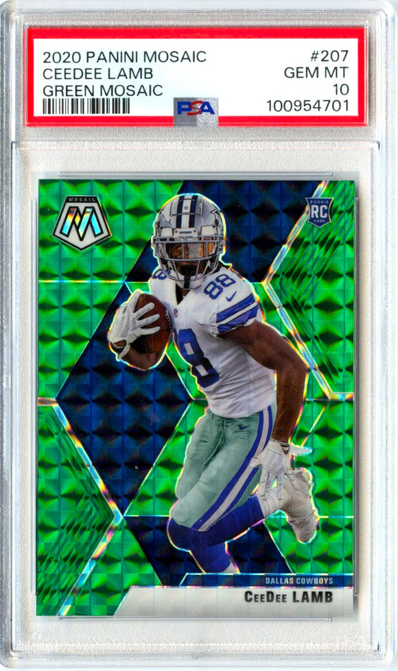 Ceedee Lamb RC 2020 Panini Mosaic Green Rookie #207 PSA 10