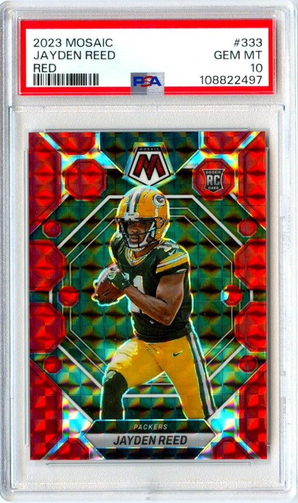 Jayden Reed RC 2023 Panini Mosaic Red Rookie #333 PSA 10