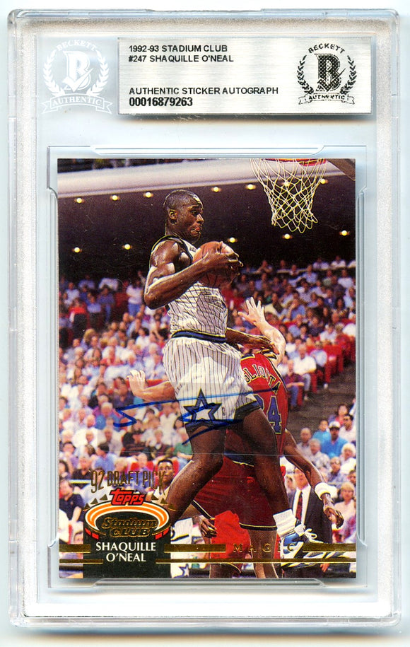 Shaquille Oneal RC 1992-93 Stadium Club Rookie Sticker Auto BGS Authentic