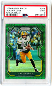 Jordan Love RC 2020 Panini Prizm Green Rookie #363 PSA 9