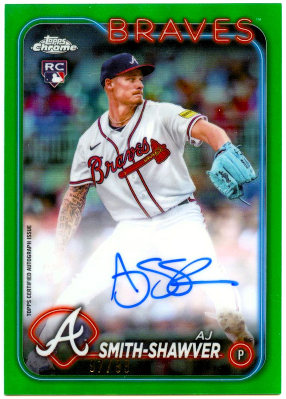 Aj Smith-Shawver RC 2024 Topps Chrome Green Rookie Auto SP 97/99