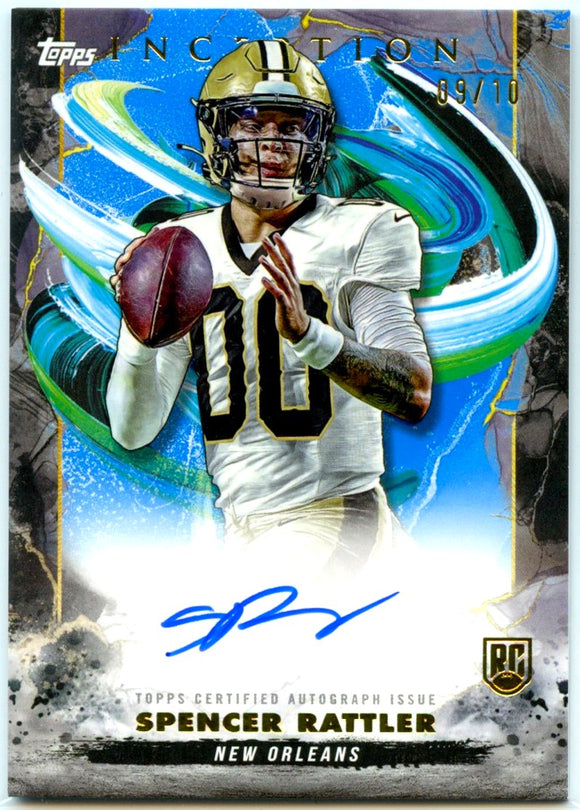 Spencer Rattler 2024 Topps Inception Blue Rookie Auto SP 9/10