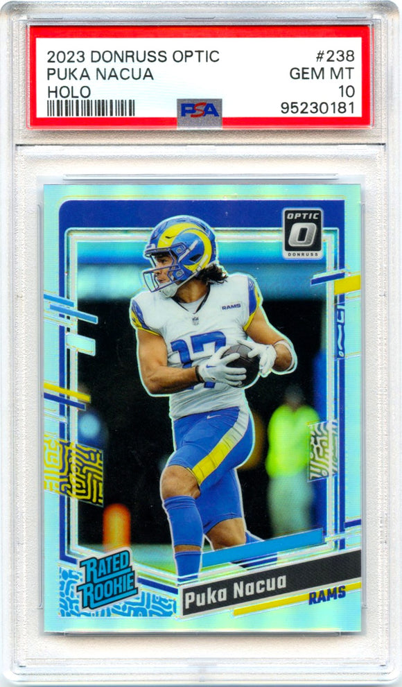 Puka Nacua RC 2023 Donruss Optic Holo Prizm Rated Rookie #238 PSA 10