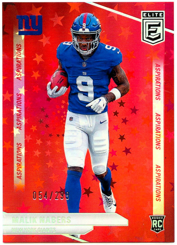 Malik Nabers RC 2024 Panini Donruss Elite Red Stars Aspirations Rookie SP 54/299