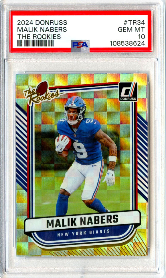 Malik Nabers RC 2024 Donruss The Rookies PSA 10